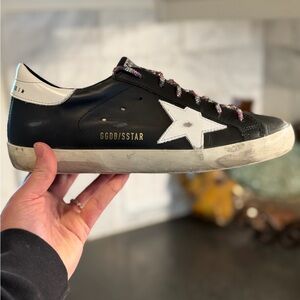 Golden Goose Black Leather Superstar Low-Top Sneaker with White Star